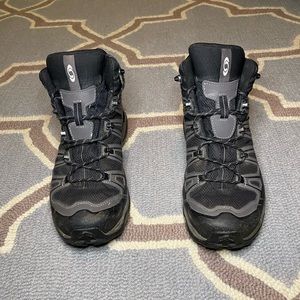 Men’s Salomon X Ultra Mid GTX Gore-Tex Size 9.5 Black Hiking Shoes Boots Support